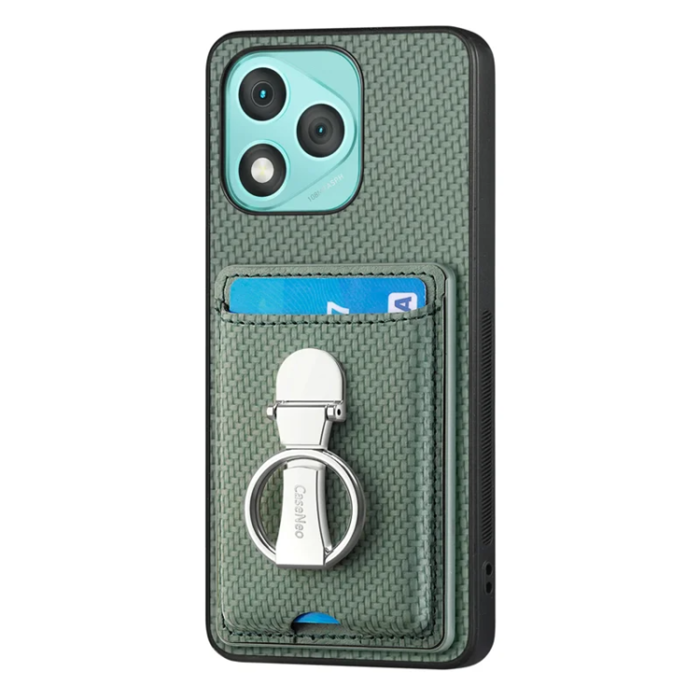 A-One Brand - Honor 400 Lite Mobilskal Korthållare Carbon Fiber - Grön