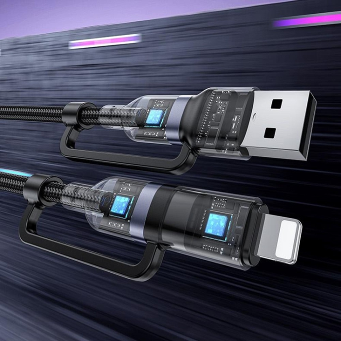 Yesido - YESIDO 4in1 USB - 2x USB-C/Lightning 60W kabel 8-pin 1.2m