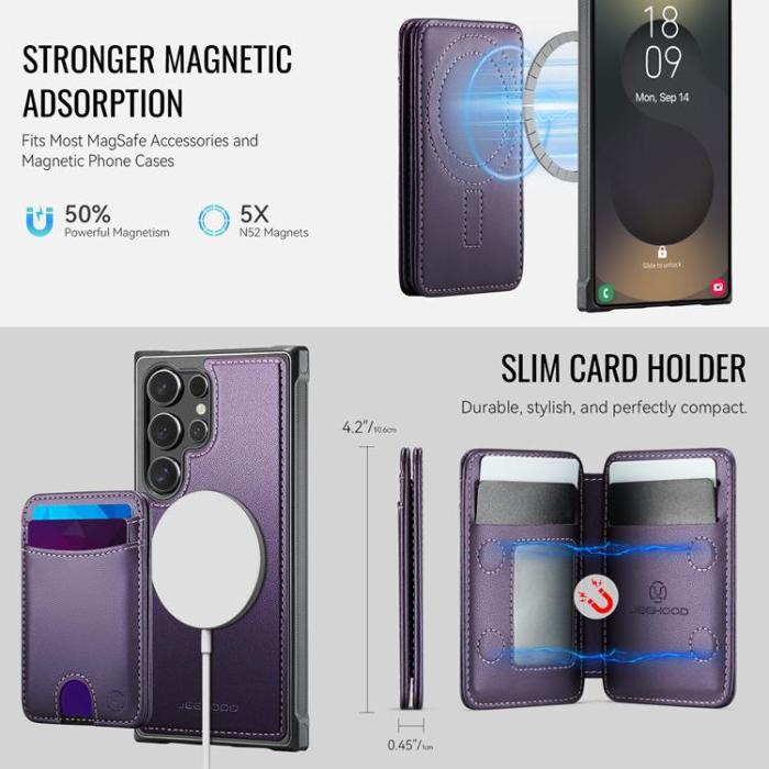 OEM - JEEHOOD Samsung Galaxy S24 Ultra Fodral KonstLäder - Lila