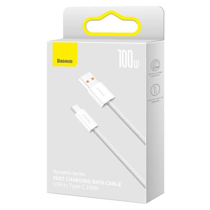 BASEUS - Baseus Dynamic USB-C till USB-A kabel 100W 2m - Vit