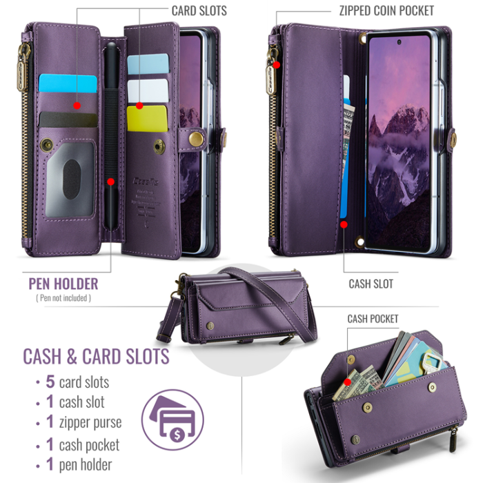 Caseme - CASEME Galaxy Z Fold 7 Plånboksfodral Med Remmar - Lila