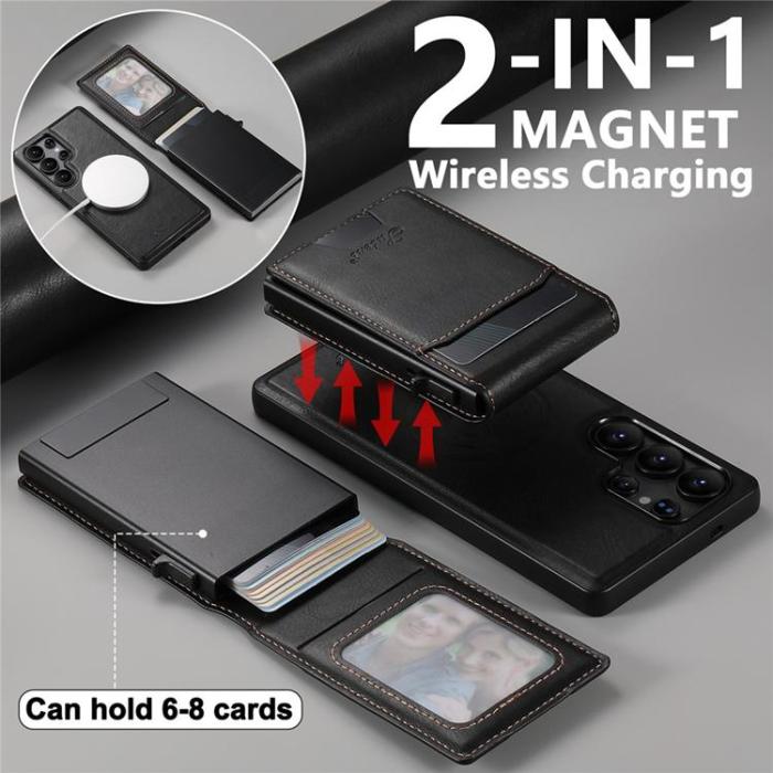 SUTENI - SUTENI Mobilskal för Galaxy S25 Ultra MagSafe Korthållare H19 - Svart