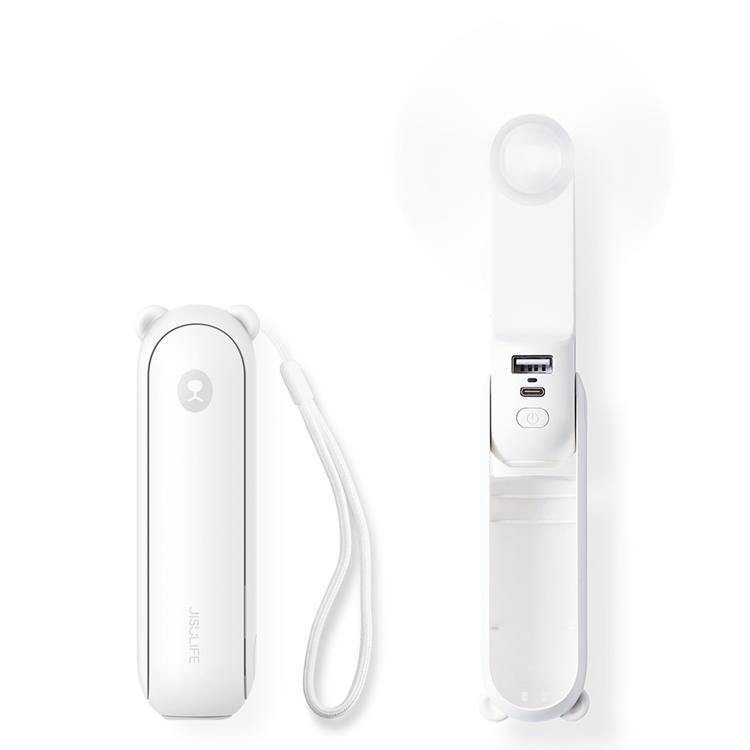 Jisulife Bärbar USB Mini Handfläkt med Powerbankfunktion 2000mAh Life8 - Vit