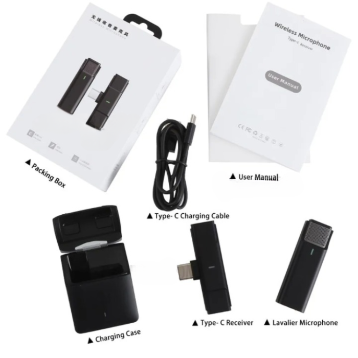 Lavalier - Lavalier Lightning Trådlös Mini 2.4GHz Mikrofoner - Svart