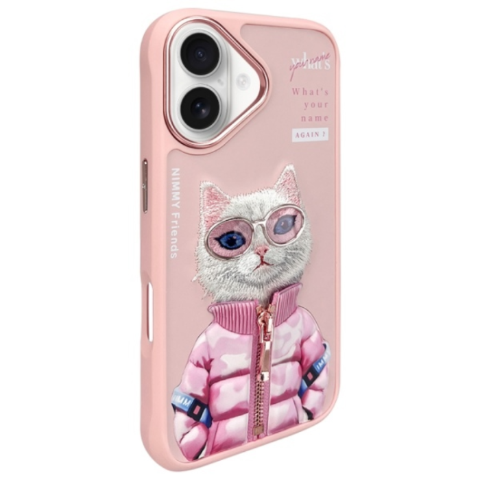NIMMY - Nimmy iPhone 16 Mobilskal Cool & Cute 2.0 Cat - Rosa