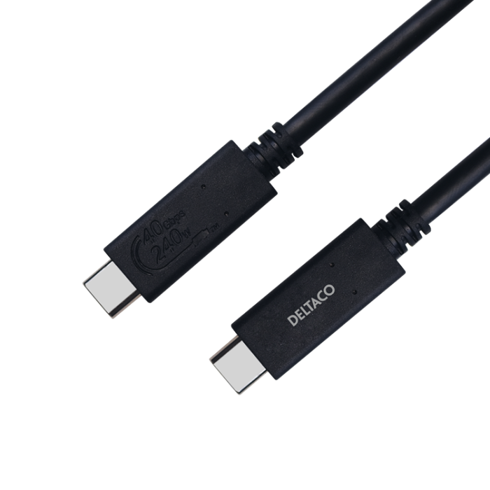 UTGATT1 - Deltaco Gen3 USB-C till USB-C 5A Kabel 0.8m 240W - Svart