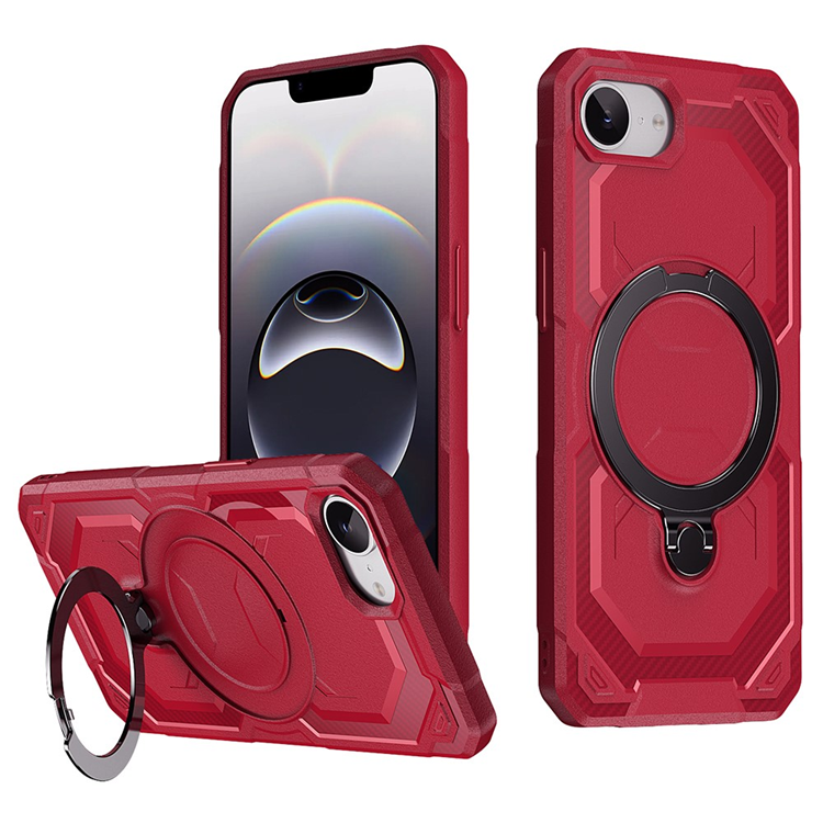 iPhone 16e Mobilskal MagSafe Kickstand TPU + PC (Röd) | 2353 | AlltMobil