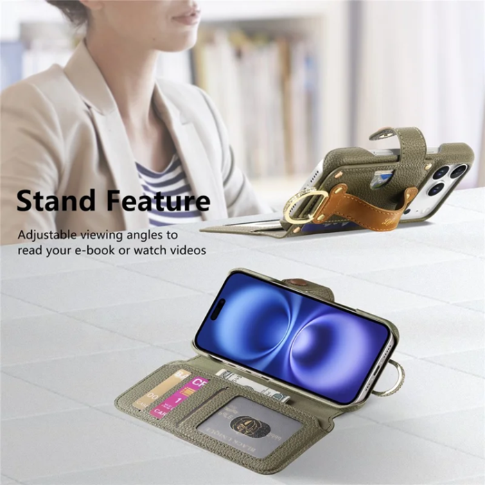 A-One Brand - iPhone 17 Pro Plånboksfodral RFID Blocking Zipper - Grön