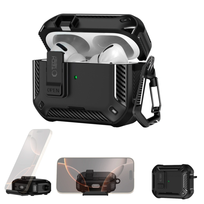Tech-Protect - Tech-Protect Apple Airpods Pro 3 Skal Magsafe Carbonox - Svart