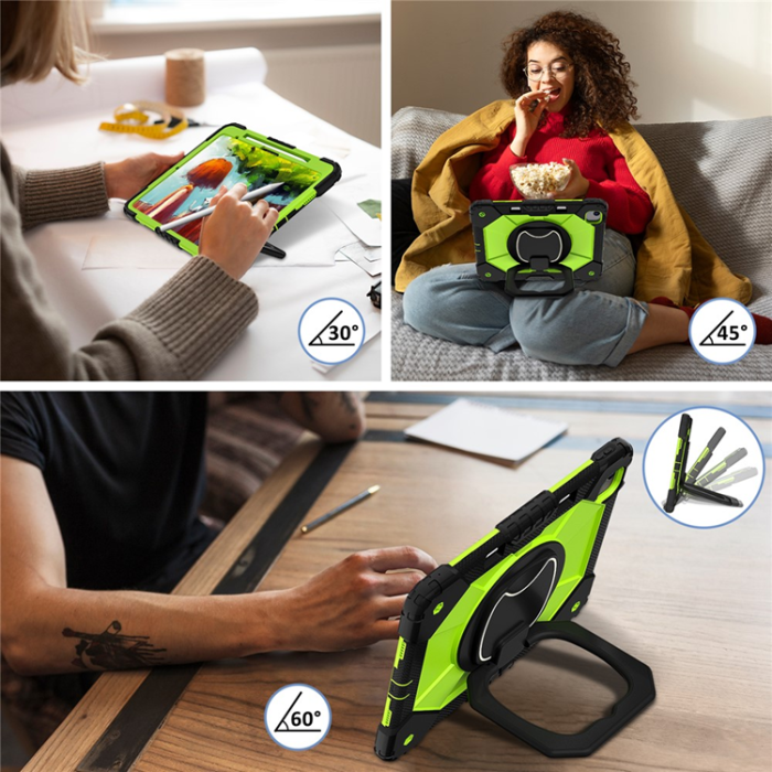 A-One Brand - iPad Air 13(2025/2024) Skal Kickstand - Svart/Gulgrön
