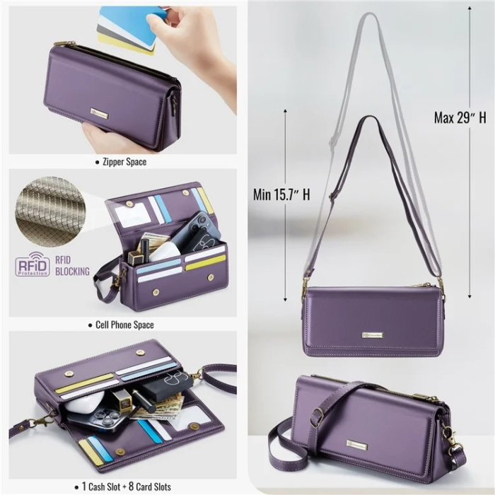 Caseme - CASEME Crossbody Väska RFID Blocking Me30 Max Läder - Lila