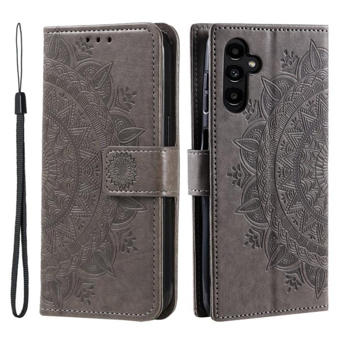OEM - Samsung Galaxy S26 Plus Plånboksfodral Impräntad Totem Konstläder - Grå
