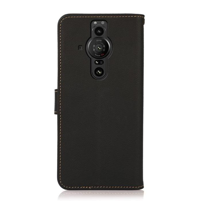 KHAZNEH - KHAZNEH Äkta Läder Fodral Sony Xperia Pro-I - Svart