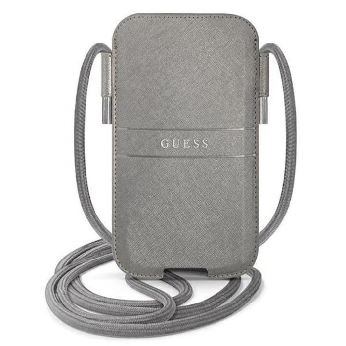 UTGATT1 - Guess Halsbandsfodral PU Saffiano Metal Logo - Grå