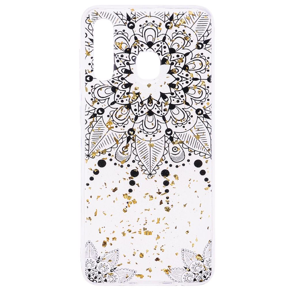 Glitter Mobilskal till Samsung Galaxy A50 - Black Flower | 2353 | AlltMobil