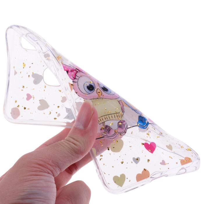 OEM - Glitter Mobilskal till Samsung Galaxy A50 - Ugglor