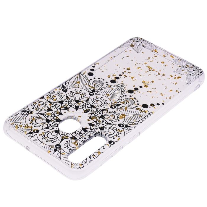 OEM - Glitter Mobilskal till Samsung Galaxy A50 - Black Flower