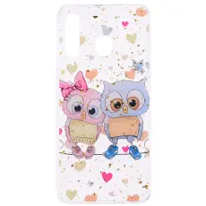 OEM - Glitter Mobilskal till Samsung Galaxy A50 - Ugglor