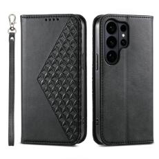 OEM - Samsung Galaxy S26 Ultra Pl&aring;nboksfodral Konstl&auml;der - Svart