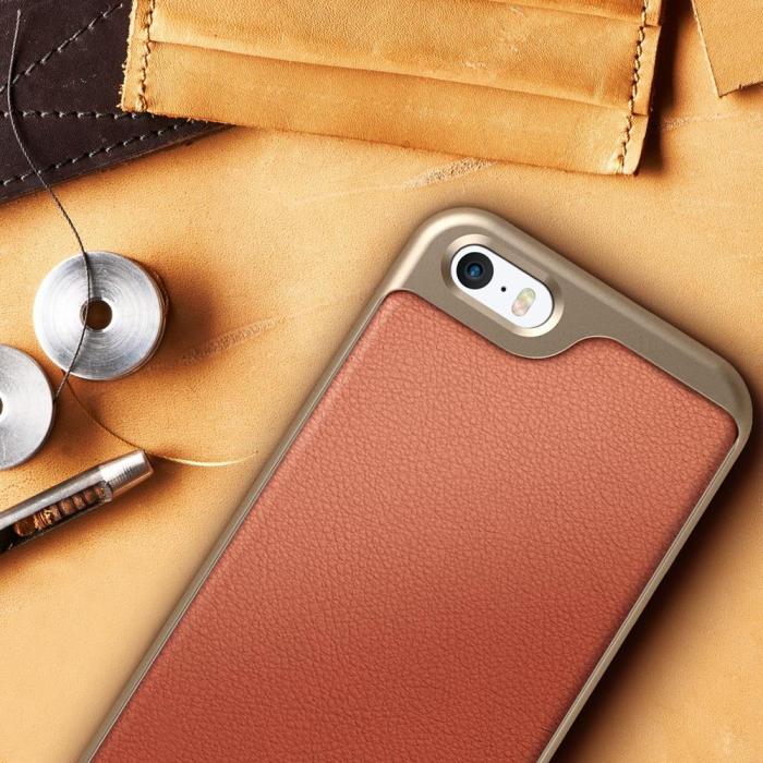 UTGATT5 - Caseology Envoy Äkta Läder Series Skal till Apple iPhone 5/5S/SE - Rosa