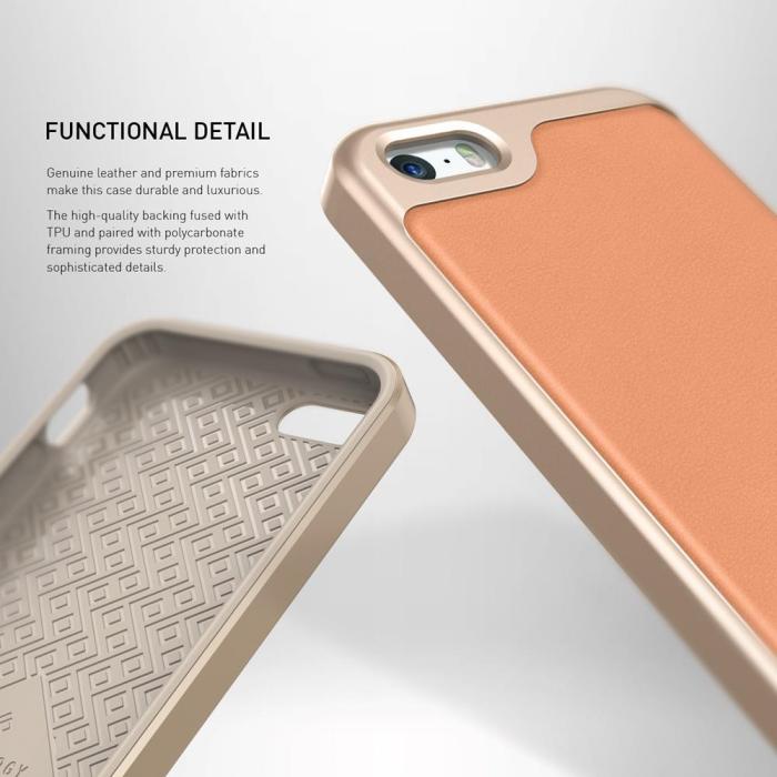 UTGATT5 - Caseology Envoy Äkta Läder Series Skal till Apple iPhone 5/5S/SE - Rosa