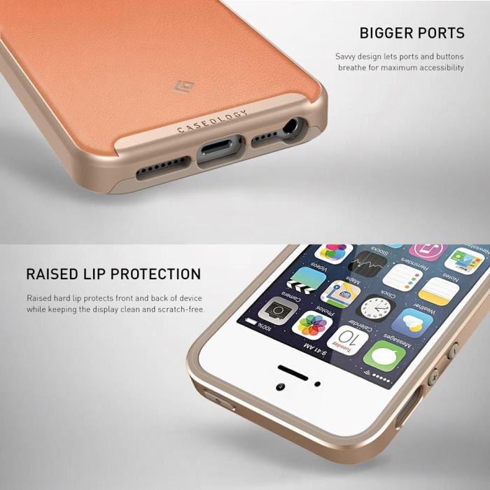UTGATT5 - Caseology Envoy Äkta Läder Series Skal till Apple iPhone 5/5S/SE - Rosa