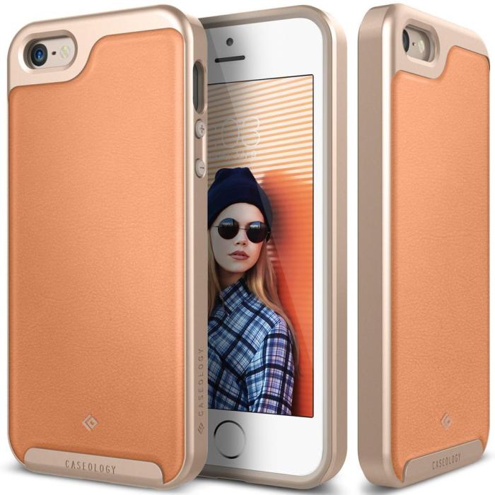 UTGATT5 - Caseology Envoy Äkta Läder Series Skal till Apple iPhone 5/5S/SE - Rosa
