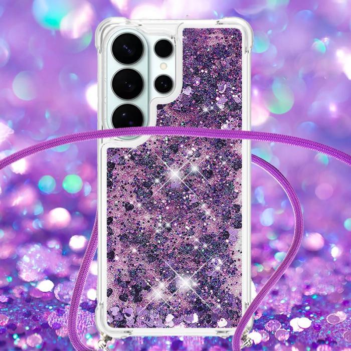 OEM - Mobilskal till Samsung Galaxy S26 Ultra TPU Snabbsand Telefon Mörklila / Hjärtar