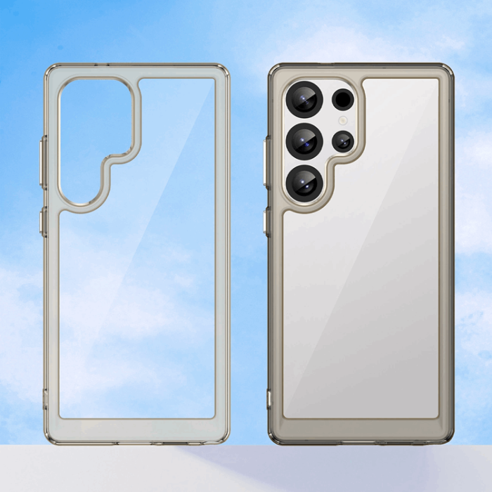OEM - Galaxy S25 Ultra Mobilskal Outer Space med Ram - Transparent/Svart