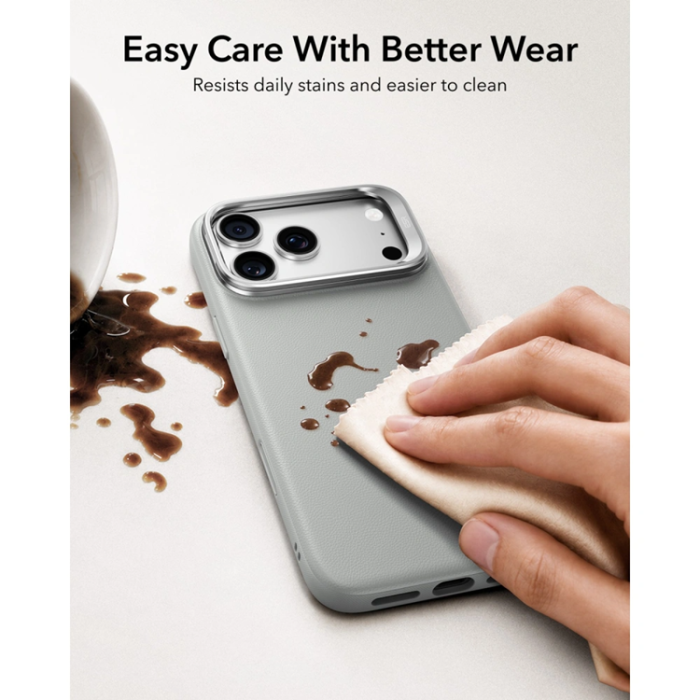 ESR - ESR Mobilskal För iPhone 18 Pro Max/17 Pro Max Magsafe Läder Kickstand - Grå