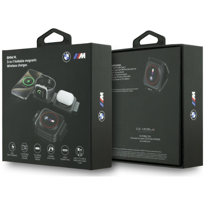 BMW - BMW 3-in-1 Trådlös Laddare iPhone, Apple Watch, AirPods - Röd