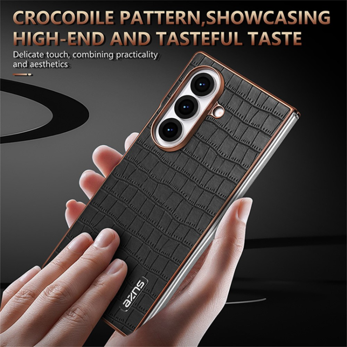 AZNS - AZNS Galaxy Z Fold 7 Mobilskal Crocodile Texture - Brun