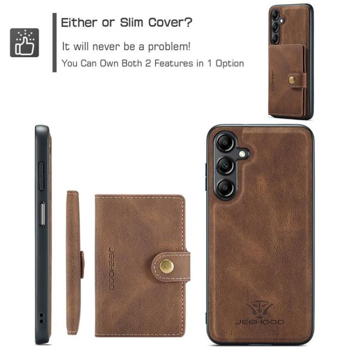 OEM - JEEHOOD Samsung Galaxy A14 4G/5G Mobilskal KonstLäder - Brun