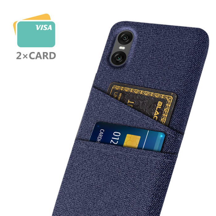 A-One Brand - Sony Xperia 10 VII Mobilskal med Dual Kortfack Tyg + PC - Blå