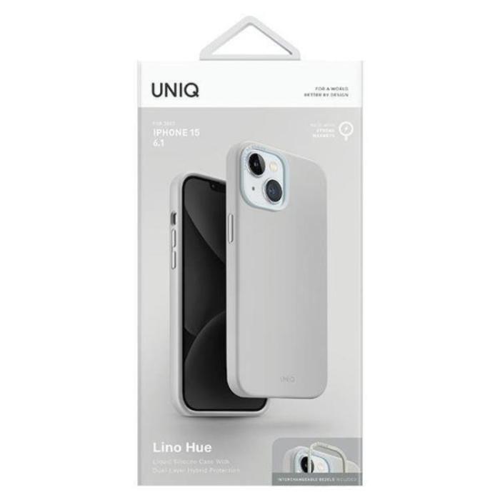 UNIQ - UNIQ iPhone 15 Mobilskal Magsafe Lino Hue - Ljusgrå