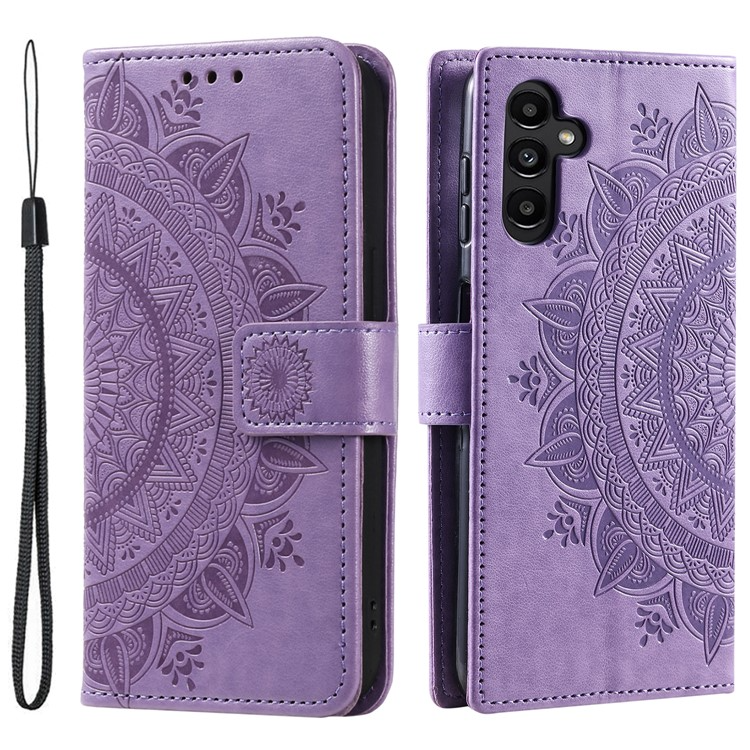 Galaxy A24 4G Plånboksfodral Imprinted Mandala Flower - Lila | 2353 | AlltMobil