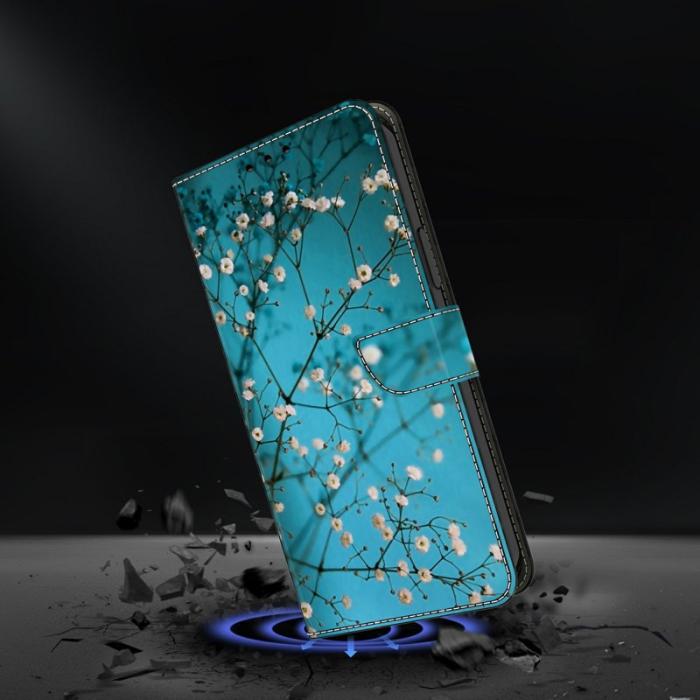 OEM - Samsung Galaxy A37 Plånboksfodral TPU + Konstläder Blommor - Vit