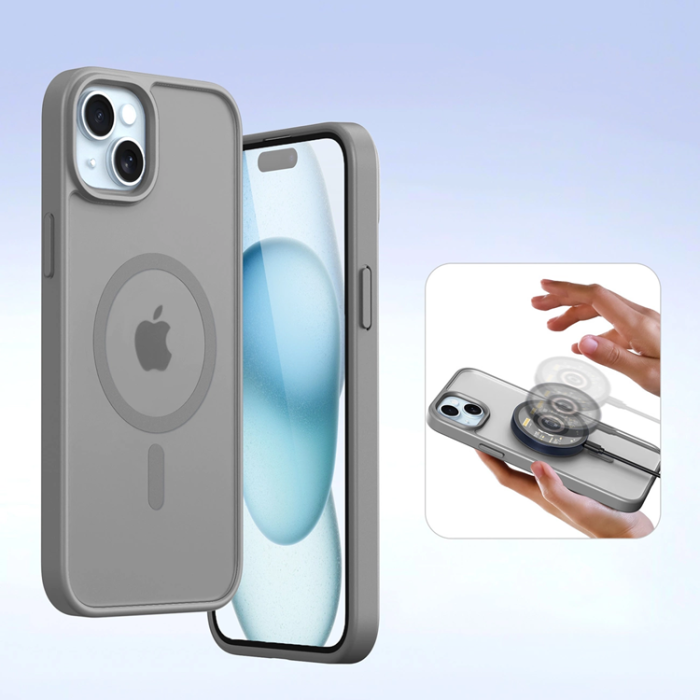 Dux Ducis - Dux Ducis iPhone 15 Plånboksfodral Lawa Läder - Grå