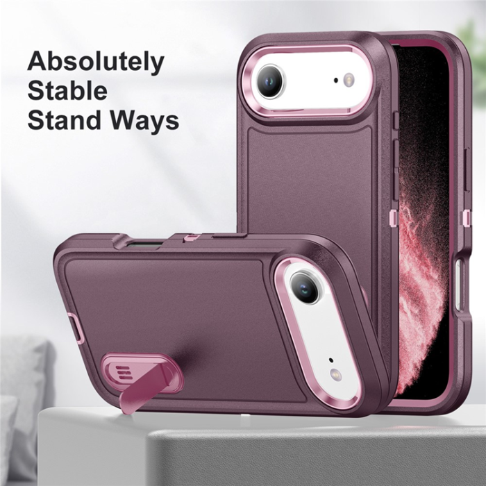 A-One Brand - iPhone 17 Air Mobilskal Kickstand Silikon - Lila/Rosa