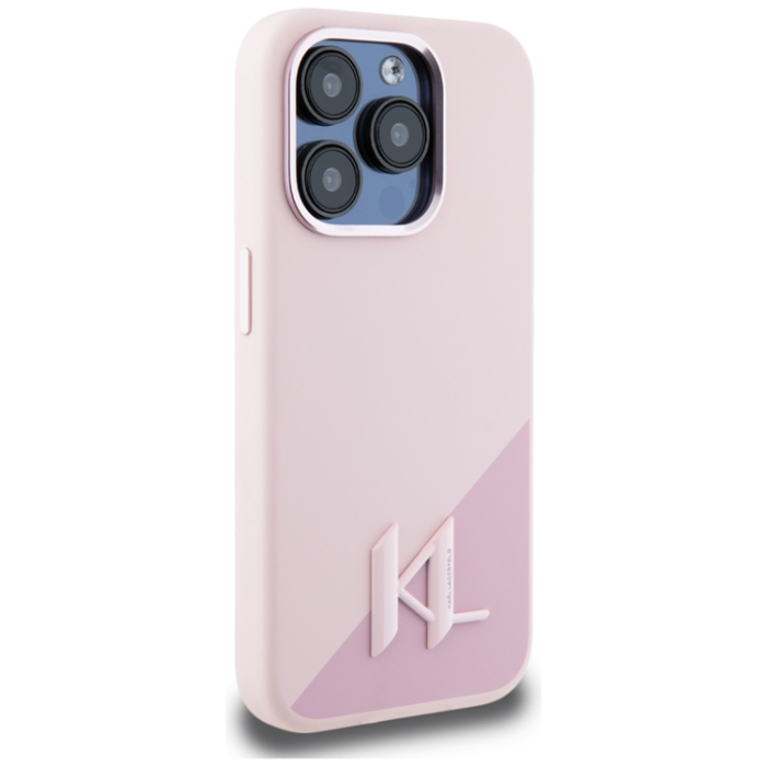 KARL LAGERFELD - Karl Lagerfeld iPhone 15 Pro Mobilskal Magsafe Shadow Metal - Rosa