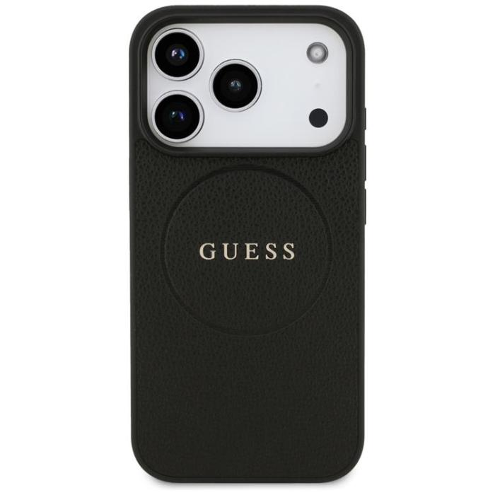 Guess - Guess iPhone 17 Pro Mobilskal MagSafe Grained Ring - Svart