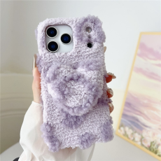 A-One Brand - iPhone 17 Pro Max Mobilskal 3D Heart Plush TPU Winter Warm - Lila