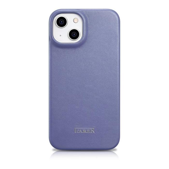 ICARER - iCarer iPhone 14 Plus Plånboksfodral Magsafe CE Läder - Ljuslila