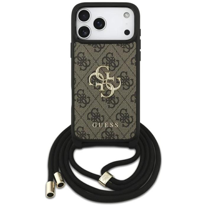 Guess - Guess iPhone 17 Pro Max Mobilskal 4G Big Logo Cord Crossbody - Brun