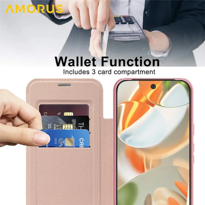 AMORUS - AMORUS Google Pixel 10 Pro XL Plånboksfodral Magsafe RFID - Rosa