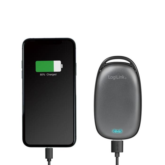 LogiLink - LogiLink PowerBank med handvärmare 4000 mAh - Svart