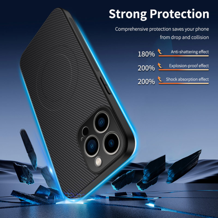 WANLONFENG - WANLONFENG iPhone 15 Pro Mobilskal MagSafe Carbon Fiber TQ