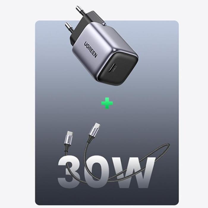 UTGATT - Ugreen Nexode Mini Väggladdare 30W USB-C - Grå