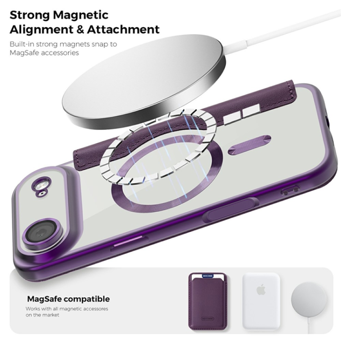 A-One Brand - iPhone 17 Air Plånboksfodral MagSafe RFID - Mörklila