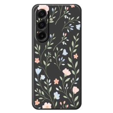 A-One Brand - Galaxy A17 Mobilskal Pink Blue Flowers Straight Edge - Svart